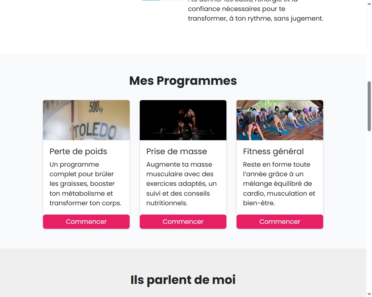 Coach Sportif - site web One Page